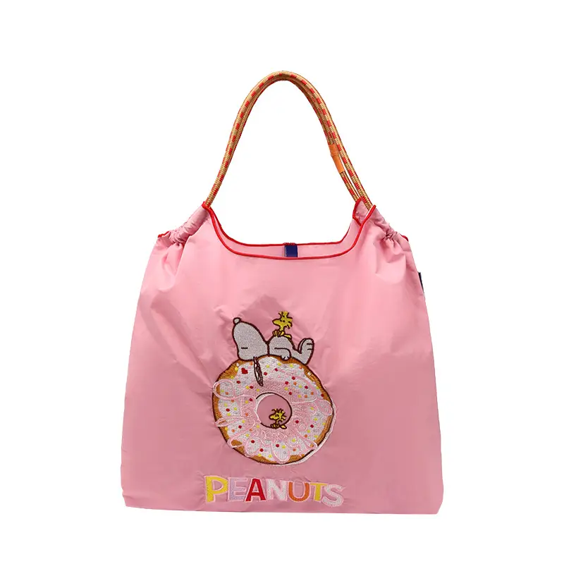 Pink Snoopy Donut Embroidered Shopping Bag - Image 2