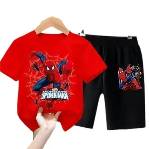 Spider-Man Boys Orange Black Shorts Set Summer - Image 14