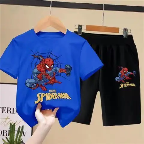 Spider-Man Boys Orange Black Shorts Set Summer - Image 10