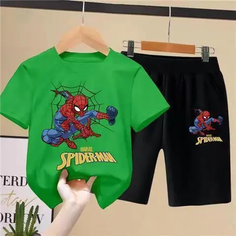 Spider-Man Boys Orange Black Shorts Set Summer - Image 12