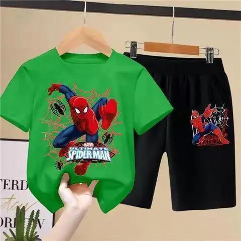 Spider-Man Boys Orange Black Shorts Set Summer - Image 13