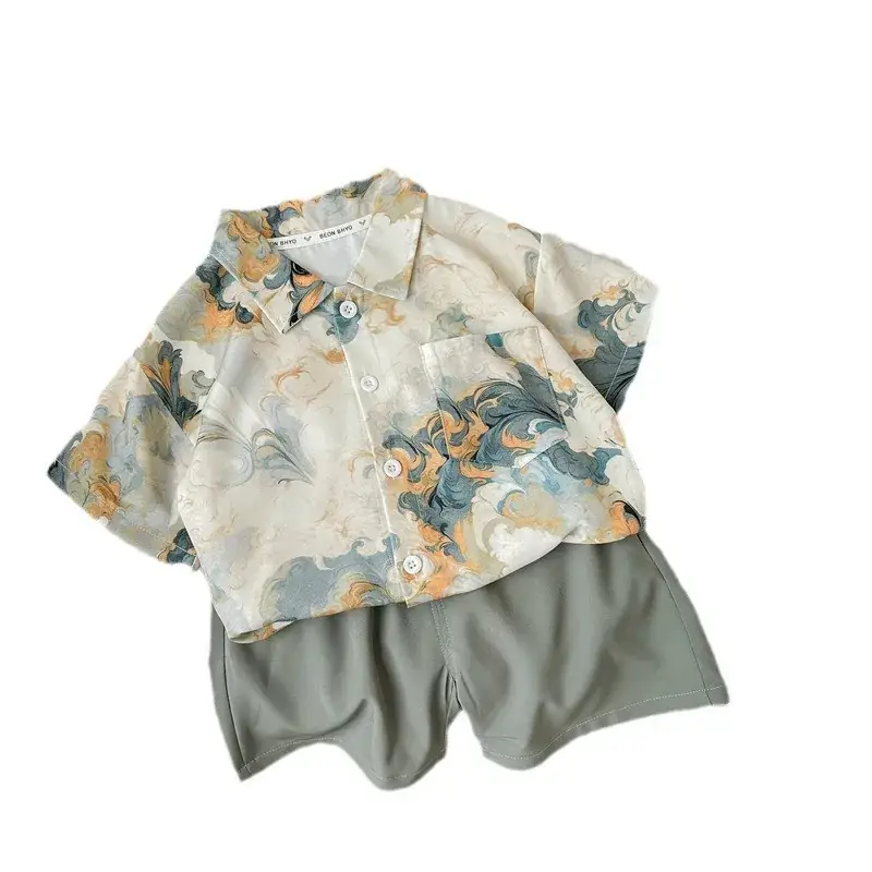 Children's Clothing Short-sleeved T-shirt Summer suit Boys' Styline Fashionable Two-piece New Children's Clothes Baby Children