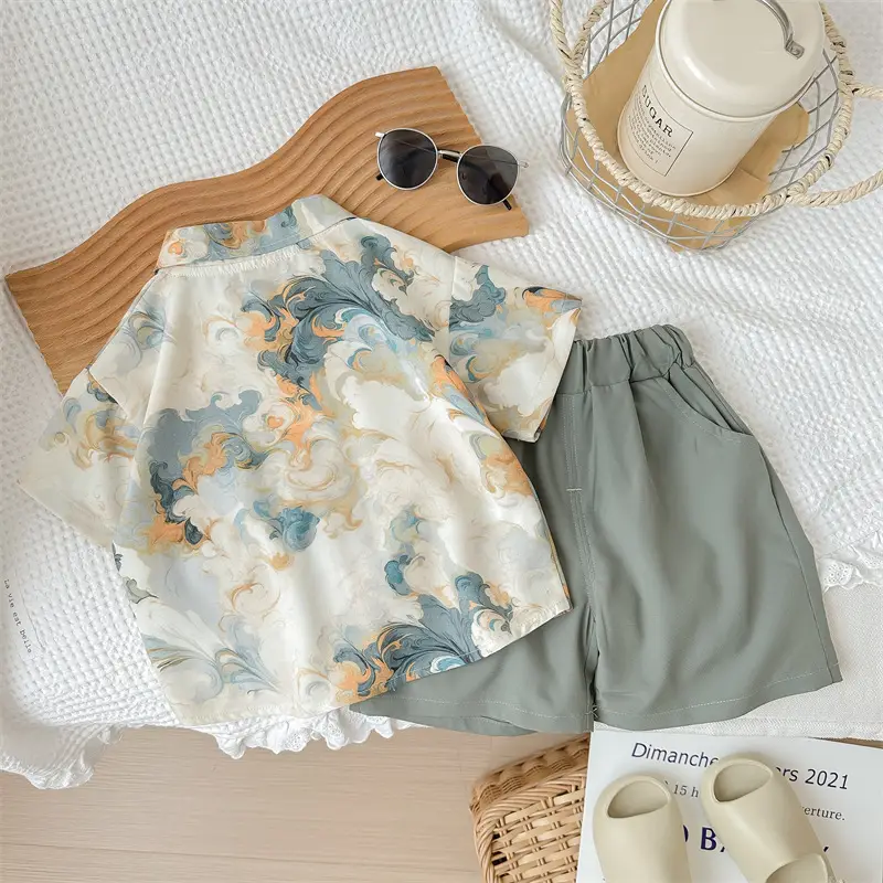 Children's Clothing Short-sleeved T-shirt Summer suit Boys' Styline Fashionable Two-piece New Children's Clothes Baby Children — feature 4