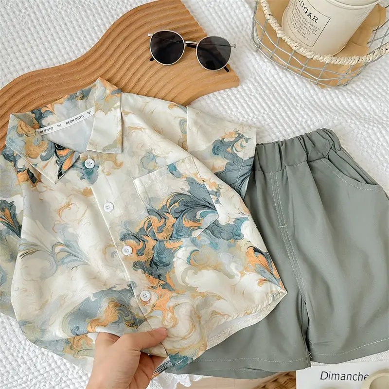 Children's Clothing Short-sleeved T-shirt Summer suit Boys' Styline Fashionable Two-piece New Children's Clothes Baby Children — feature 5