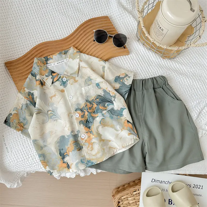 Children's Clothing Short-sleeved T-shirt Summer suit Boys' Styline Fashionable Two-piece New Children's Clothes Baby Children — feature 8