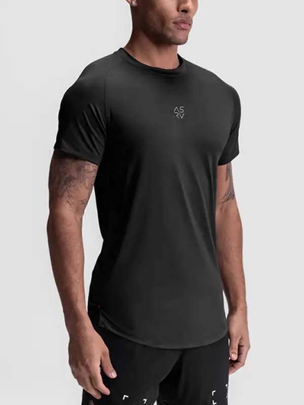 Men Black Slim Fit T-Shirt with Logo - Image 6