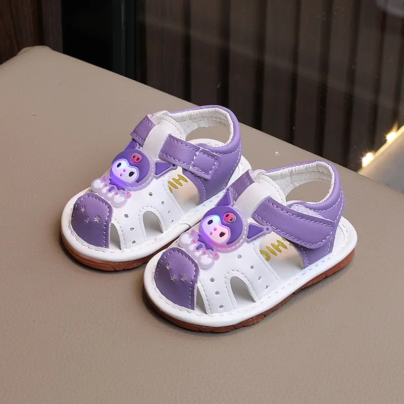 Girls Cartoon Call Sandals 0-1Yr Purple White - Image 5