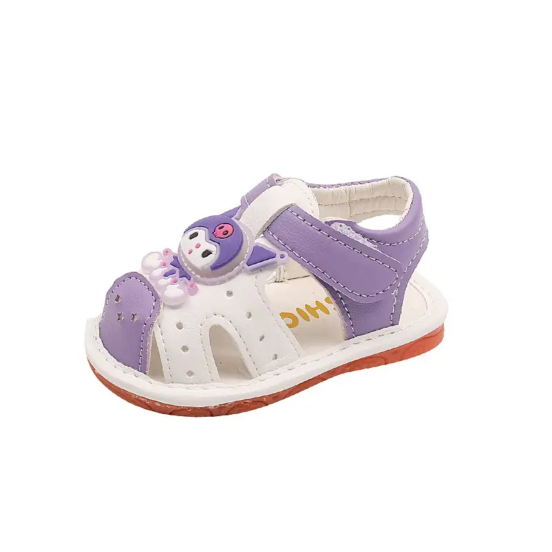 Girls Cartoon Call Sandals 0-1Yr Purple White - Image 2