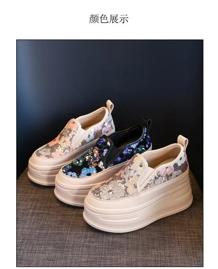 Women Sparkly Floral Wedge Sneakers All Season — feature 11