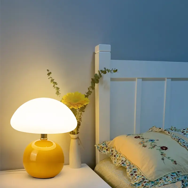 Mushroom Small Table Lamp Cream Rolling Plastic Ceramic Warm Atmosphere Everlasting Lamp Eye Protection Led Lamp Bedroom Decoration Bedside Lamp Lighting - Image 13