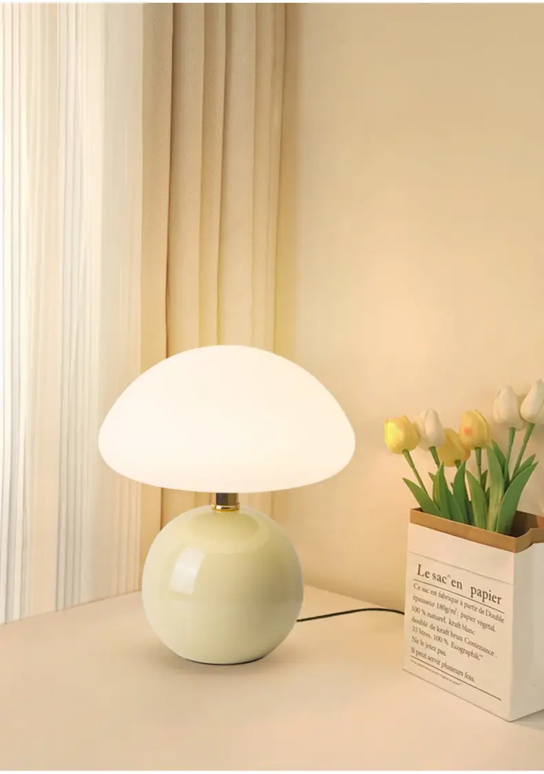 Mushroom Small Table Lamp Cream Rolling Plastic Ceramic Warm Atmosphere Everlasting Lamp Eye Protection Led Lamp Bedroom Decoration Bedside Lamp Lighting — feature 4