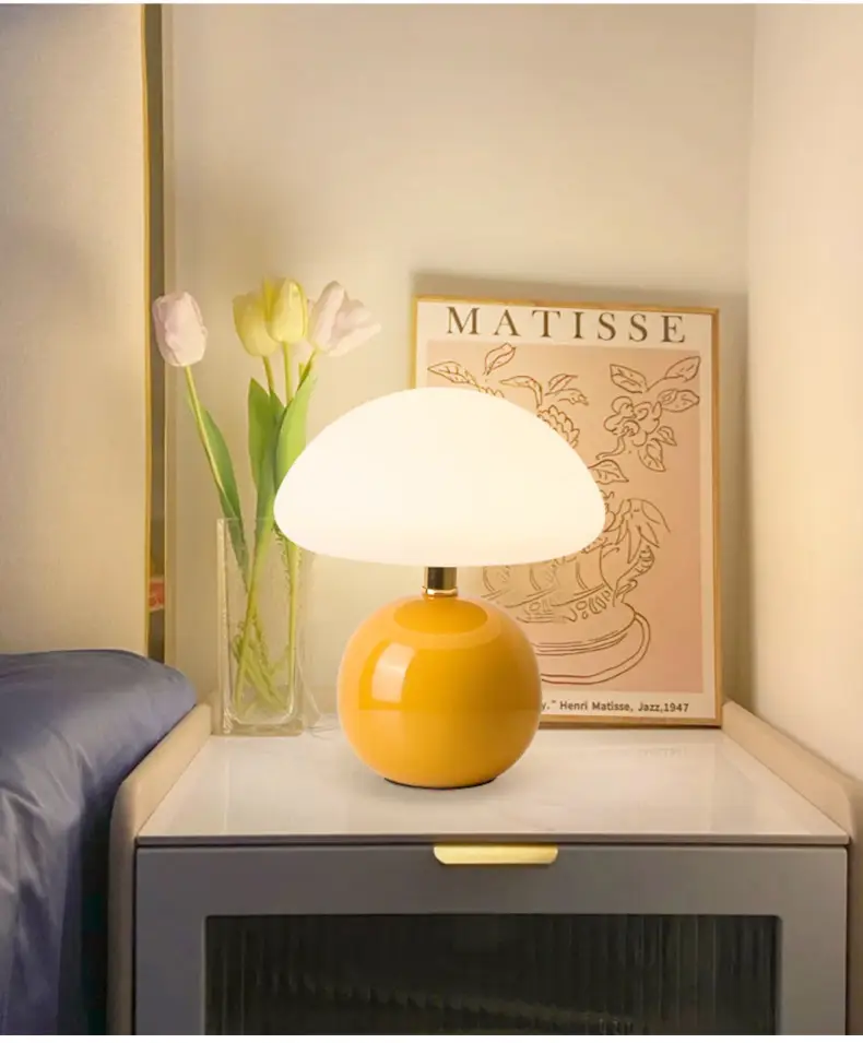 Mushroom Small Table Lamp Cream Rolling Plastic Ceramic Warm Atmosphere Everlasting Lamp Eye Protection Led Lamp Bedroom Decoration Bedside Lamp Lighting — feature 6