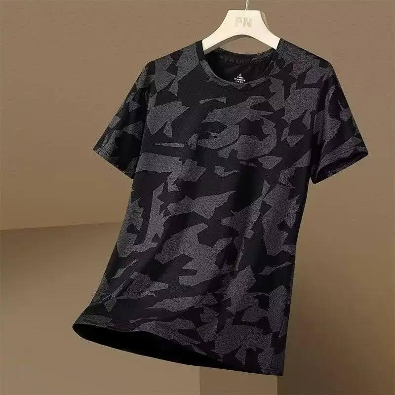 Men Camouflage Grey T-Shirt Short Sleeve - Image 6