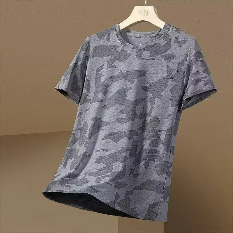 Men Camouflage Grey T-Shirt Short Sleeve - Image 2
