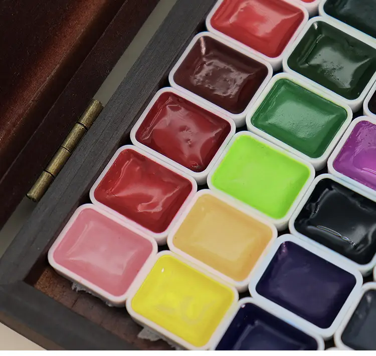 Poetry Japanese Style Nail Art Painting Wrapped Flower Smudged Wooden Box Bronze 36 Colors Universal Versatile Pure Color Pearlescent Solid Watercolor — feature 6