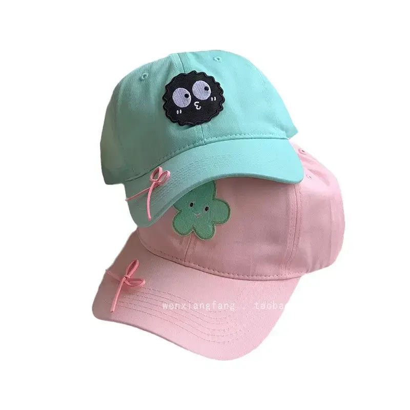 Women's Bow Embroidered Baseball Cap Wide Brim Hat - Image 8
