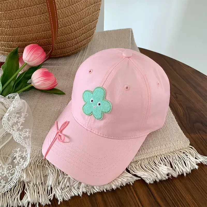 Women's Bow Embroidered Baseball Cap Wide Brim Hat - Image 2