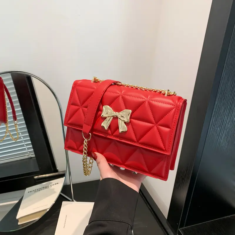 Black Diamond Embroidery Chain Shoulder Bag for Women - Image 6