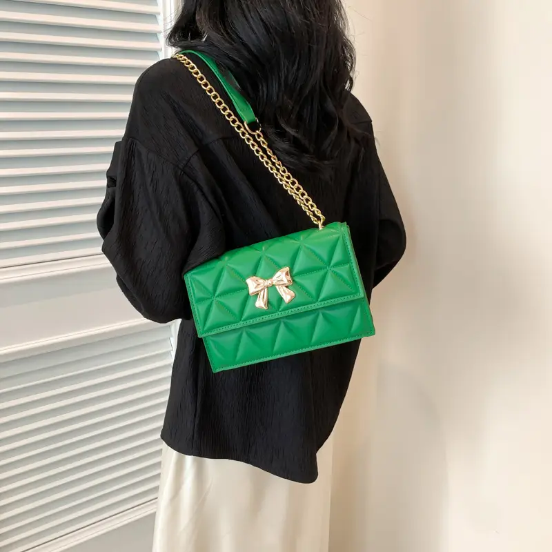 Black Diamond Embroidery Chain Shoulder Bag for Women - Image 7