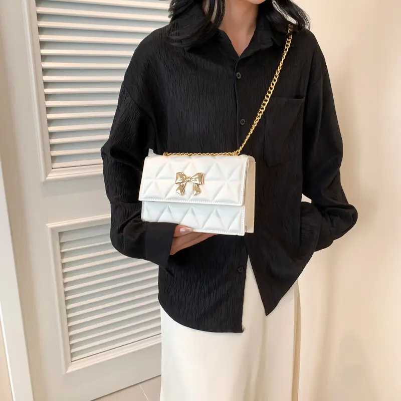 Black Diamond Embroidery Chain Shoulder Bag for Women - Image 8