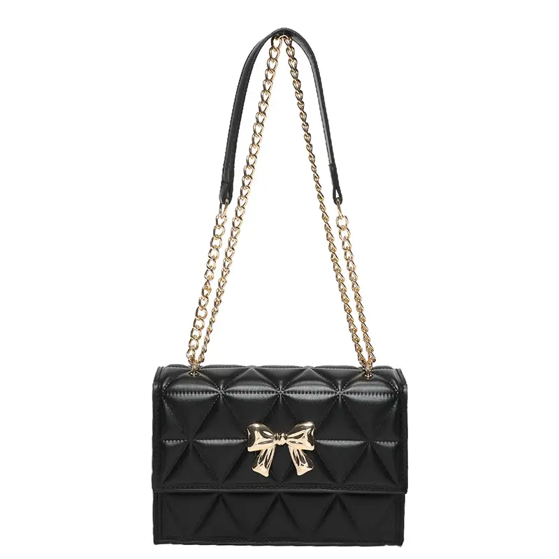 Black Diamond Embroidery Chain Shoulder Bag for Women - Image 10