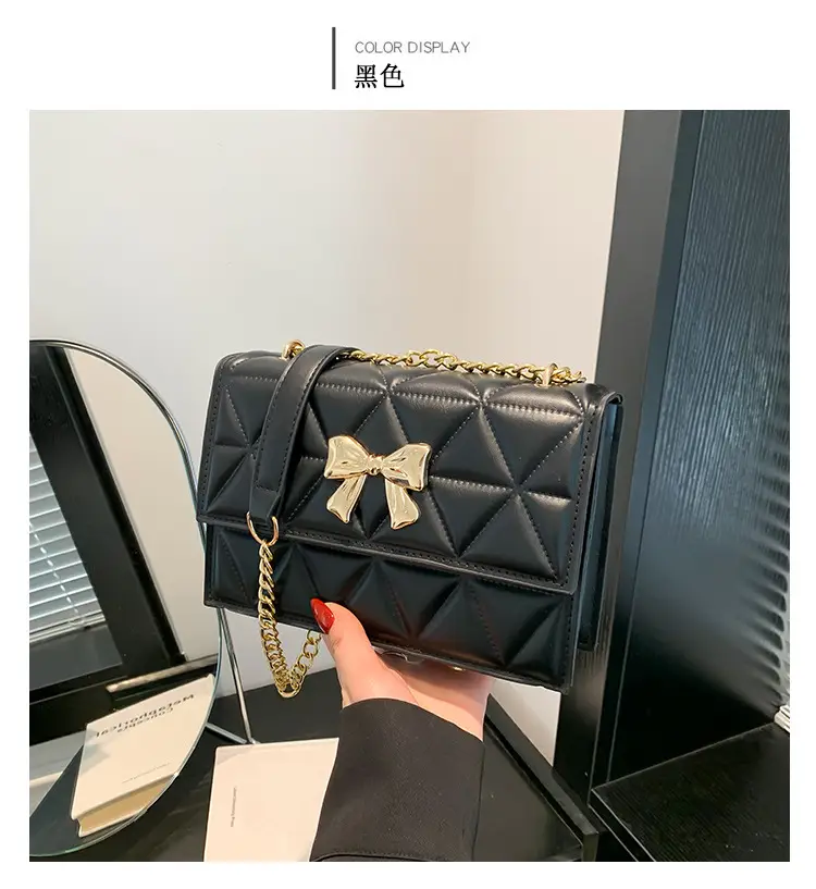 Black Diamond Embroidery Chain Shoulder Bag for Women — feature 12