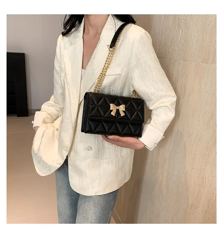 Black Diamond Embroidery Chain Shoulder Bag for Women — feature 33