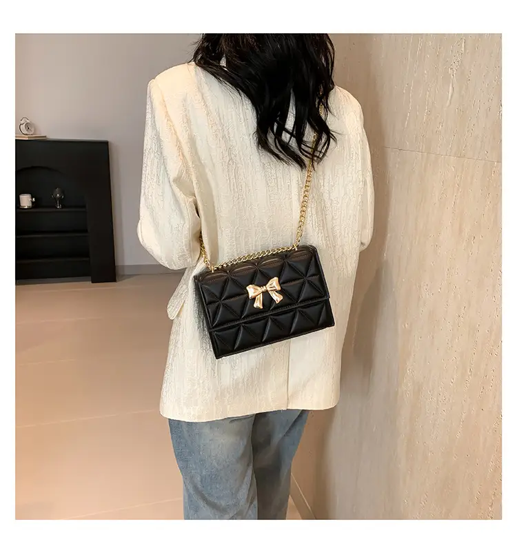 Black Diamond Embroidery Chain Shoulder Bag for Women — feature 36