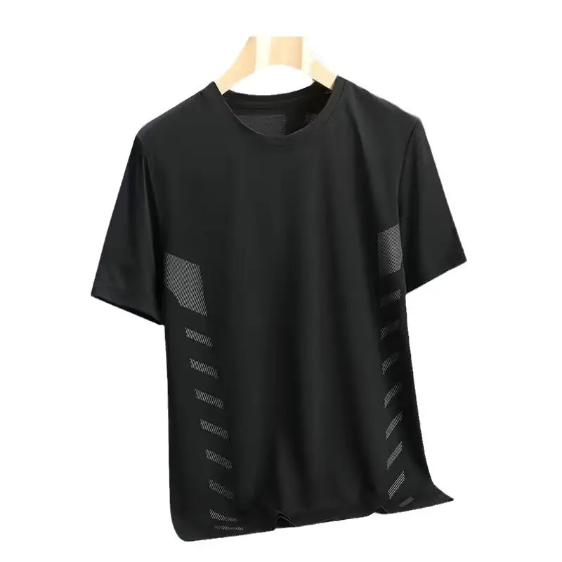 Men Grey Ice Silk T-Shirt Loose Fit