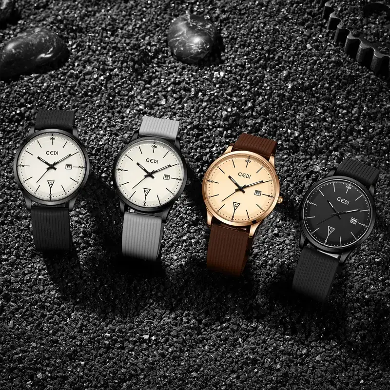 Men's White Silicone Quartz Watch with Calendar - Image 8