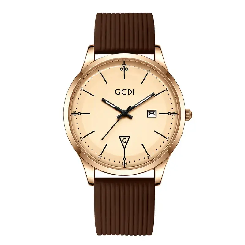 Men's White Silicone Quartz Watch with Calendar - Image 4