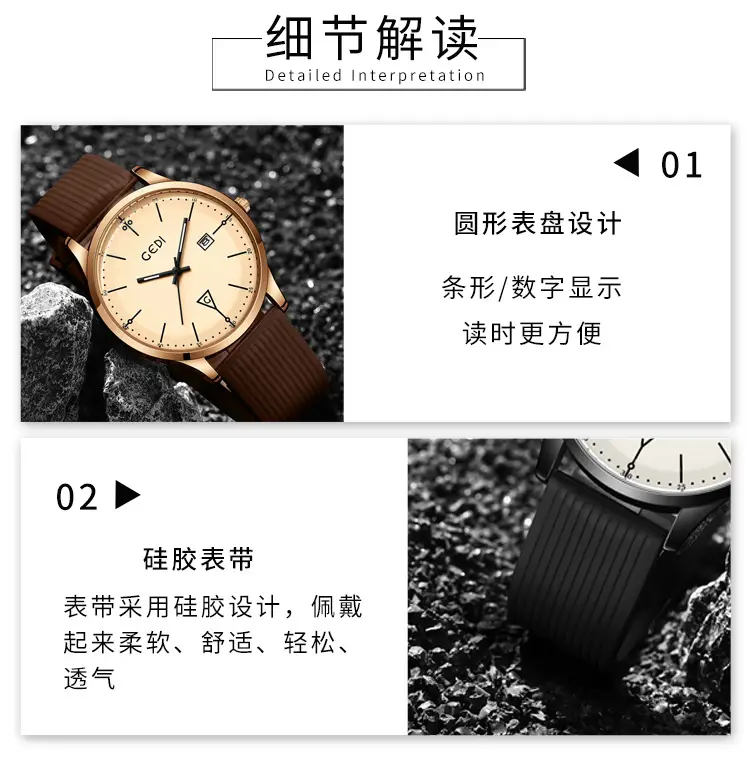 Men's White Silicone Quartz Watch with Calendar — feature 10