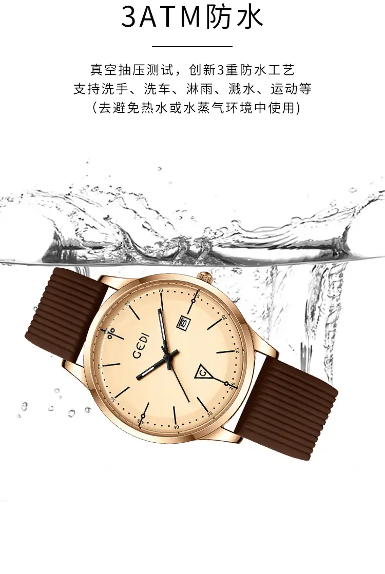 Men's White Silicone Quartz Watch with Calendar — feature 9