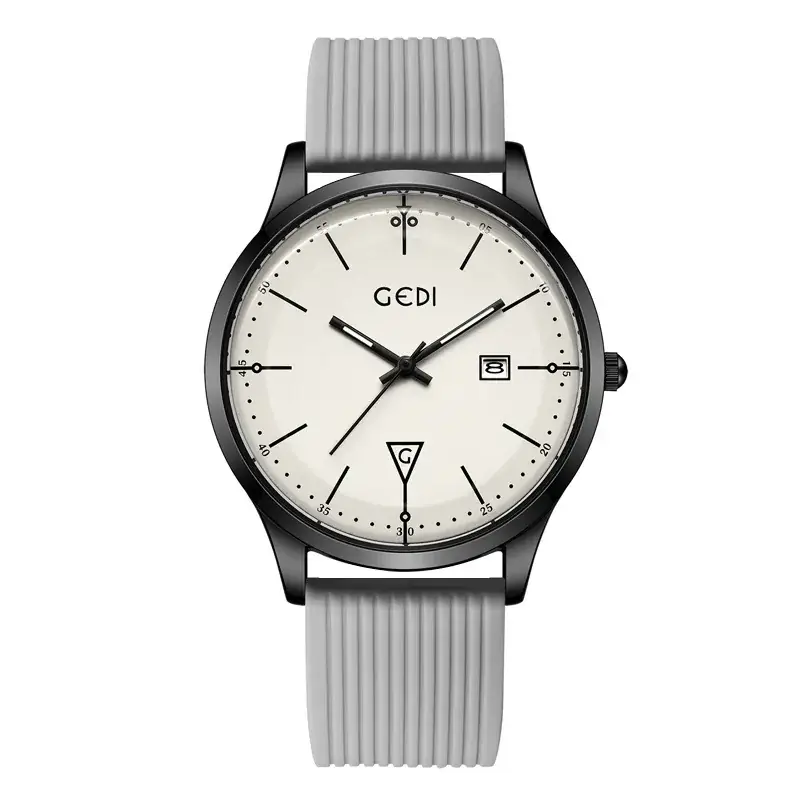 Men's White Silicone Quartz Watch with Calendar - Image 3