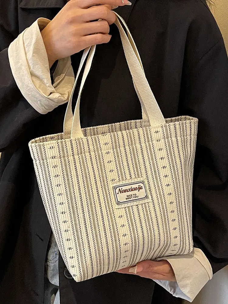 Women's 2024 Textured Shoulder Bag Pink Beige - Image 5