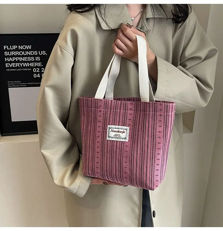 Women's 2024 Textured Shoulder Bag Pink Beige — feature 18