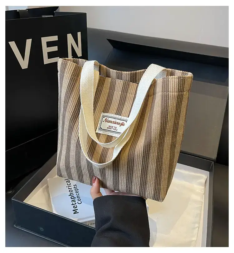 Vertical Canvas Bag Large Capacity Women's 2024 Summer — feature 1
