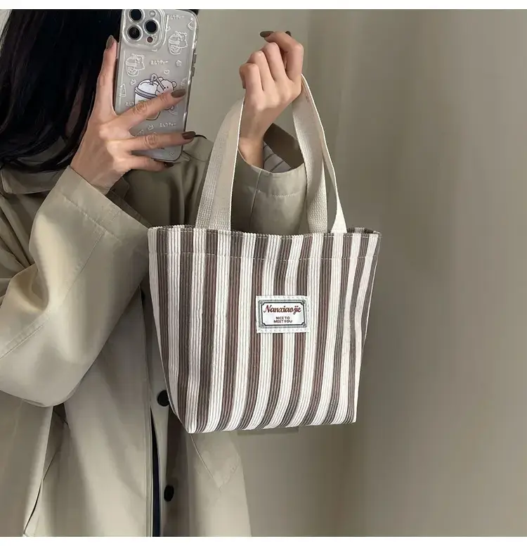 Vertical Canvas Bag Large Capacity Women's 2024 Summer — feature 16