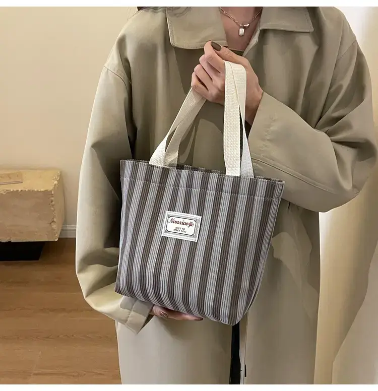 Vertical Canvas Bag Large Capacity Women's 2024 Summer — feature 26