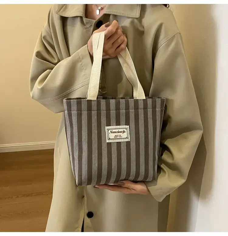 Vertical Canvas Bag Large Capacity Women's 2024 Summer — feature 27