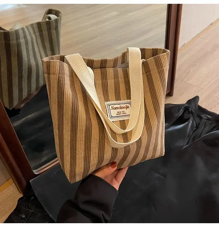 Vertical Canvas Bag Large Capacity Women's 2024 Summer — feature 35