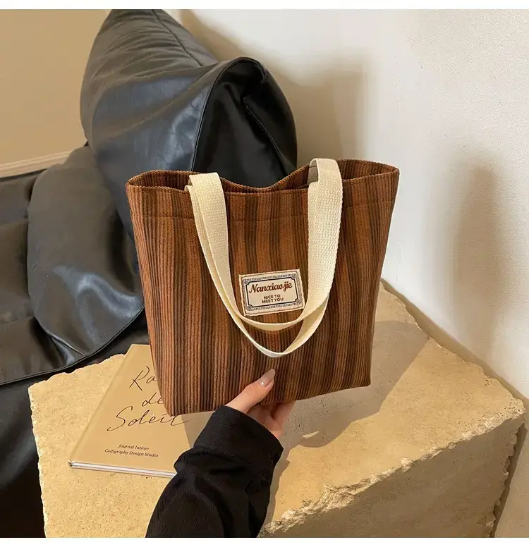 Vertical Canvas Bag Large Capacity Women's 2024 Summer — feature 40