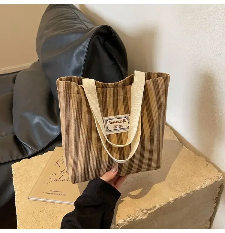 Vertical Canvas Bag Large Capacity Women's 2024 Summer — feature 41