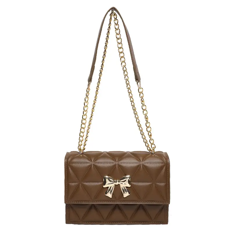 Black Rhomboid Chain Bow Shoulder Bag for Women - Image 10
