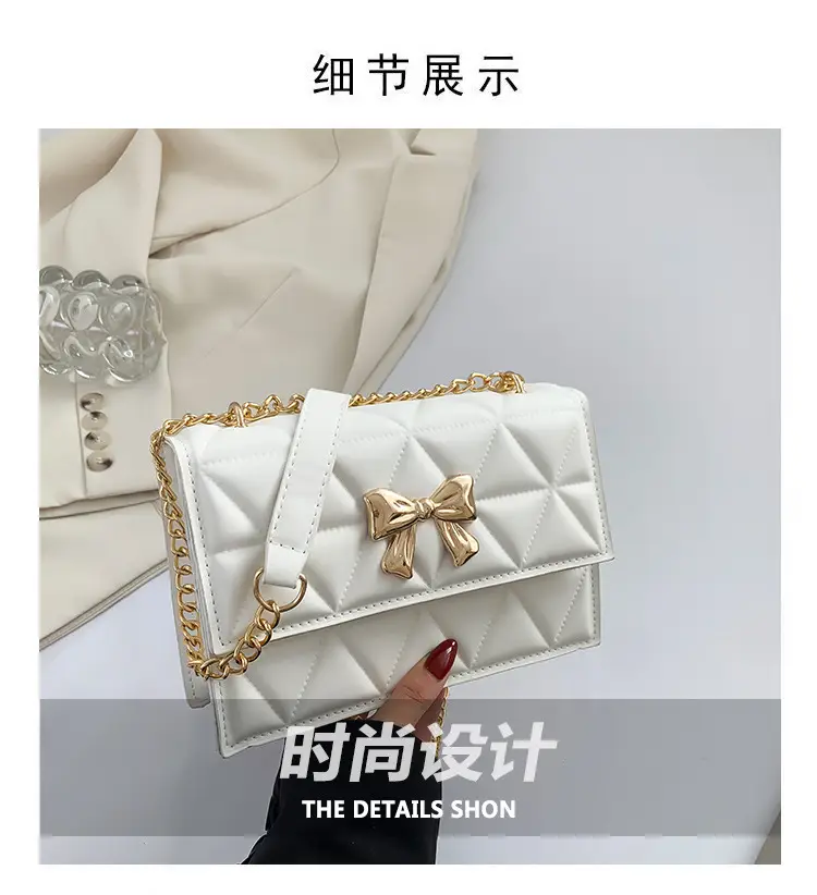 Black Rhomboid Chain Bow Shoulder Bag for Women — feature 4