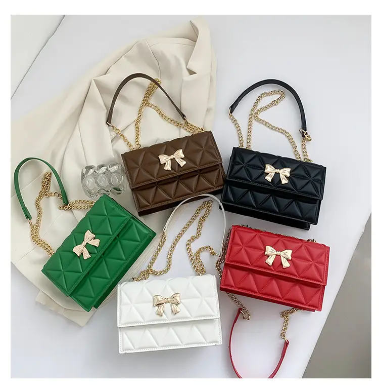 Black Rhomboid Chain Bow Shoulder Bag for Women — feature 9