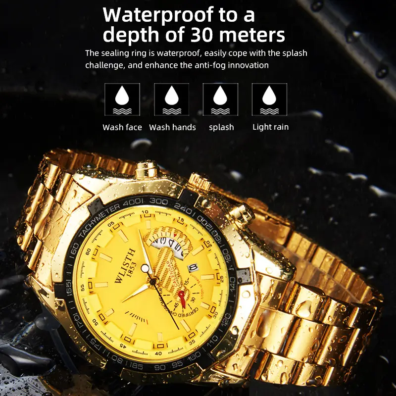 Gold Chronograph Watch with Calendar & Dial - Image 11