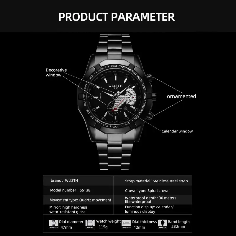 Gold Chronograph Watch with Calendar & Dial - Image 12