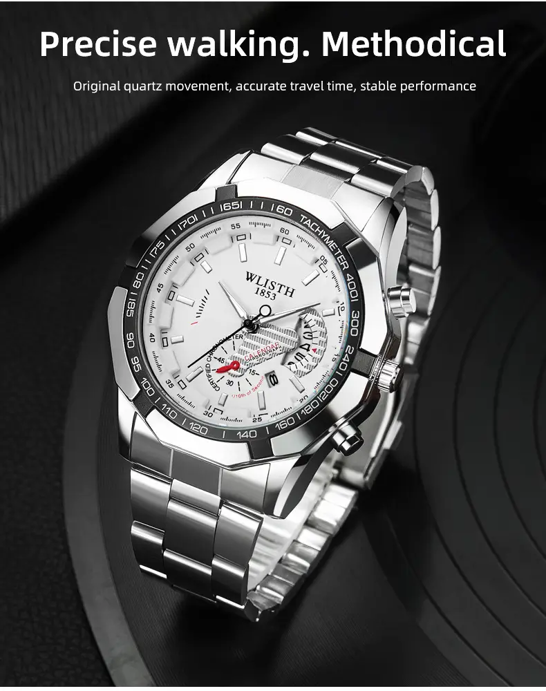 Gold Chronograph Watch with Calendar & Dial — feature 2