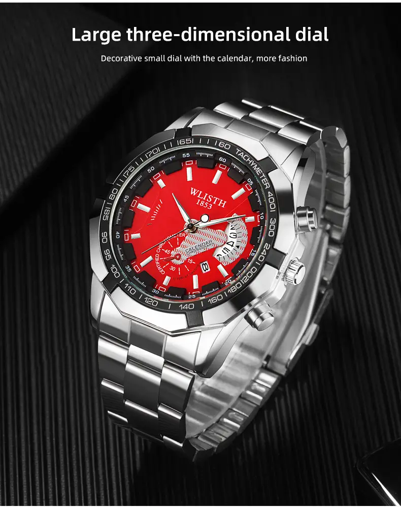 Gold Chronograph Watch with Calendar & Dial — feature 4